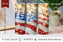 USA Tumbler Wrap Design, Glitter American Flag Tumbler Product Image 1