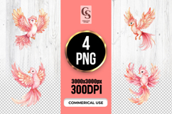 Cute Pink Phoenix Watercolor Clipart Sublimation PNG Product Image 1