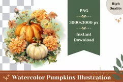 Watercolor Pumpkins PNG, Autumn Pumpkins Sublimation PNG Product Image 1