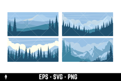Flat vector landscapes featuring blue mountain Product Image 1
