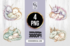 Watercolor Unicorn Dragon Clipart Sublimation PNG Product Image 1