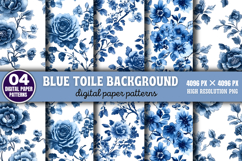 Blue Toile Background Digital Paper PNG Product Image 1