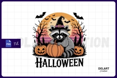 Retro Halloween Raccoon Sublimation PNG Design Product Image 1