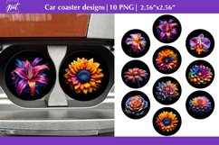 Round coaster bundle, Colorful flower coaster designs PNG Product Image 1