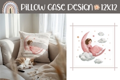 Watercolor Princess Pillow Case Design, Moon Pillow Product Image 1