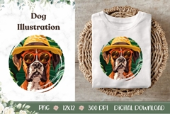 Summer Boxer Dog Illustration, Cartoon Boxer Dog Print Product Image 1