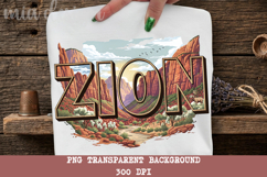 Zion National Park PNG, Vintage Utah Canyon Sublimation Product Image 1