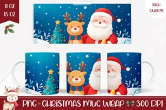 Cartoon Santa Claus Mug Template, Cute Christmas Deer Mug Product Image 1