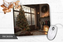 Vintage Holiday Living Room with Tree Mouse Pad PNG Design Product Image 1