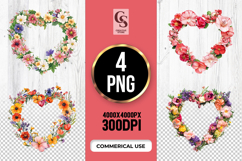 Floral Heart Frame Clipart Sublimation PNG Product Image 1