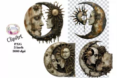 Moon, Sun, Stars, Fantasy, Ephemera, PNG, Clipart Product Image 1