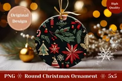 Christmas Tree Gift Tag PNG, Embroidery Christmas Ornament Product Image 1