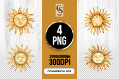 Vintage Boho Sun Face Illustration Clipart Sublimation PNG Product Image 1