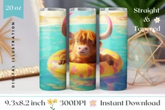Highland Cow Tumbler Wrap Design, Funny Animals Tumbler PNG Product Image 1