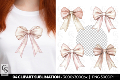 Pink Ribbon Bow Elegant Clipart Sublimation PNG Product Image 1