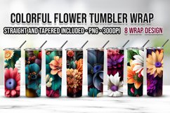 Colorful Flowers Tumbler Wrap Bundle PNG Product Image 1