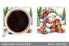 Cute Snowman Coaster Design. Christmas Coaster Sublimation Product Image 1