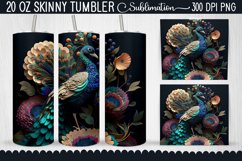 3D Colorful Peacock Flowers Tumbler Bundle - 10 Designs Product Image 2