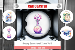 Groovy Educational Icons Car Coaster Product Image 1