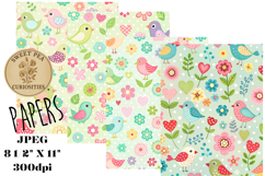 Birds, Flowers, Mixed Media, Papers, Junk Journal Product Image 1