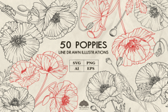 Poppies line art collection Svg Png Eps Product Image 1