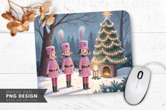 Winter Wonderland with Pink Nutcracker Soldiers Mouse Pad Product Image 1
