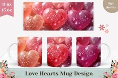 Love Mug Wrap Design, 3D Love Hearts Mug PNG Product Image 1