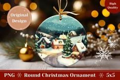 Cartoon Village Ornament Design, Cozy Winter Ornament Product Image 1