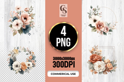 Boho Floral Arrangement Watercolor Clipart Sublimation PNG Product Image 1