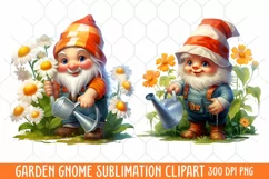 Garden Gnome Sublimation clipart, Watercolor Clipart Product Image 1