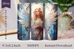 Christmas Angel Tumbler Wrap Design, Christmas Sublimation Product Image 1