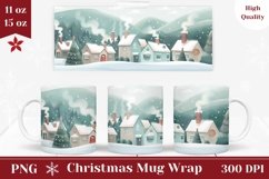 Christmas Mug Wrap Design, Christmas House Mug Design Product Image 1