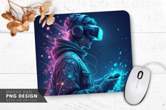Futuristic Gamer in VR Mouse Pad PNG Design Product Image 1