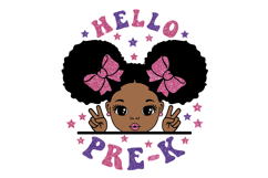 Hello Pre-K Girl SVG Afro Girl Glitter Back to School Product Image 1