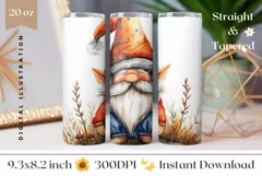 Fall Gnome Tumbler Wrap, Fall Mushrooms Tumbler Design Product Image 1