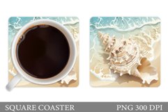 Seashell Coaster Design. Sea Coaster Sublimation Product Image 1