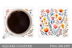 Wildflowers Coaster Design. Flowers Square Coaster Product Image 1