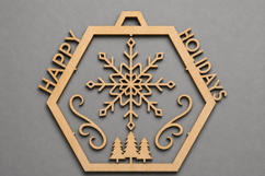 Happy Holidays Wooden Snowflake Ornament Product Image 1