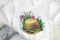 Watercolor Floral Hat Garden PNG Clipart Product Image 3