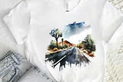 Watercolor Road Street Highway PNG Clipart Product Image 2