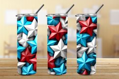 3D Stars Patriotic 20 oz Skinny Tumbler Wrap Sublimation Product Image 3