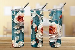 3D Floral Tumbler Wrap, 3D Roses Floral 20oz Skinny Tumbler Product Image 3