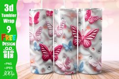 Butterfly Neon Design Hyper Realistic 20 oz Skinny Tumbler Product Image 3