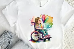 Watercolor Girl with Disability PNG Clipart Product Image 2