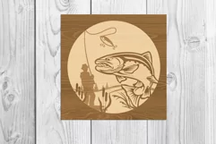 Trout fishing for laser cutting svg eps ai png 3 D Product Image 3