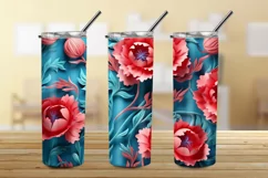 3D Carnations Flowers Tumbler Wrap, 3d Tumbler Wrap Product Image 3