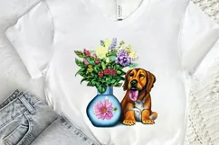 Watercolor Dog Floral PNG Clipart Product Image 2