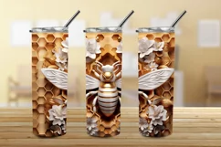 3D Bee Honeycomb 20 oz Skinny Tumbler Sublimation Design Product Image 3