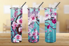 3D Orchid Flowers 20 oz Skinny Tumbler Sublimation Design Product Image 3