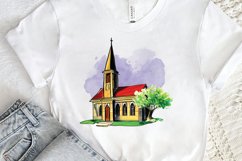 Watercolor Church Sublimation PNG Clipart Product Image 2